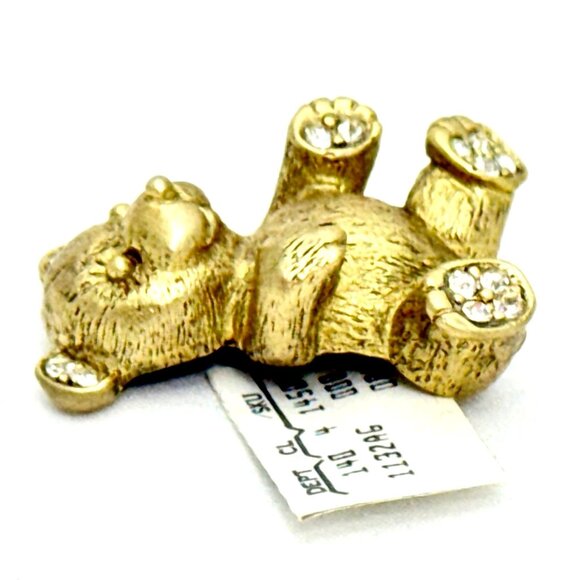 Vintage Gold Tone Teddy Bear Brooch Marshall Fields - NWT - Picture 6 of 6